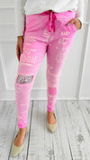 Urban Edge Graphic Italian Jogger- Pink-180 Joggers-SUNNY HOLIDAYS-Coastal Bloom Boutique, find the trendiest versions of the popular styles and looks Located in Indialantic, FL