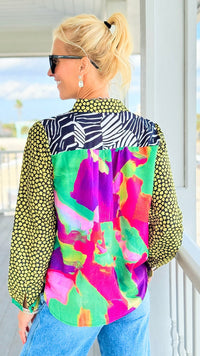 Urban Jungle Collage Top - Yellow