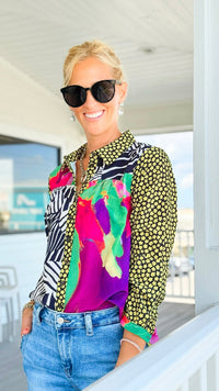 Urban Jungle Collage Top - Yellow