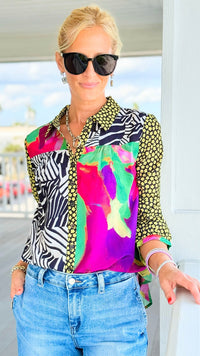 Urban Jungle Collage Top - Yellow