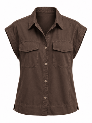 Utility Pocket Sleeveless Top - Chocolate