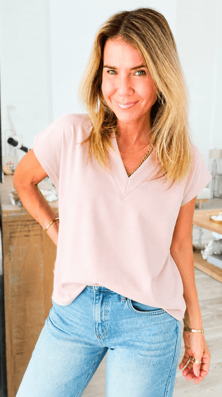 V-Neck Lounge Top - Peach