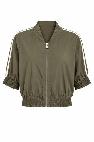 Varsity Lane Zip Italian Jacket- Olive
