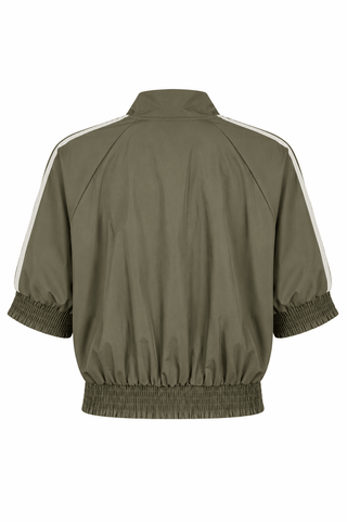 Varsity Lane Zip Italian Jacket- Olive
