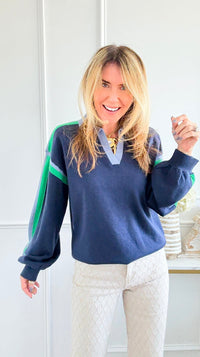 Varsity Stripe Sweater-140 Sweaters-JODIFL-Coastal Bloom Boutique, find the trendiest versions of the popular styles and looks Located in Indialantic, FL