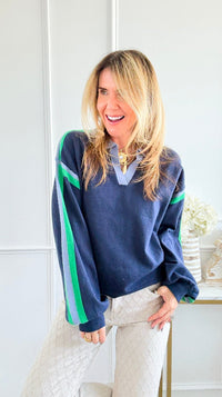 Varsity Stripe Sweater-140 Sweaters-JODIFL-Coastal Bloom Boutique, find the trendiest versions of the popular styles and looks Located in Indialantic, FL