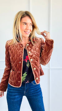 Velvet Bijou Quilted Jacket-160 Jackets-Fate Inc-Coastal Bloom Boutique, find the trendiest versions of the popular styles and looks Located in Indialantic, FL