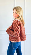 Velvet Bijou Quilted Jacket-160 Jackets-Fate Inc-Coastal Bloom Boutique, find the trendiest versions of the popular styles and looks Located in Indialantic, FL