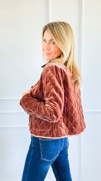 Velvet Bijou Quilted Jacket-160 Jackets-Fate Inc-Coastal Bloom Boutique, find the trendiest versions of the popular styles and looks Located in Indialantic, FL