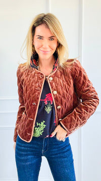 Velvet Bijou Quilted Jacket-160 Jackets-Fate Inc-Coastal Bloom Boutique, find the trendiest versions of the popular styles and looks Located in Indialantic, FL