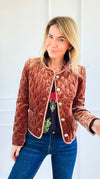 Velvet Bijou Quilted Jacket-160 Jackets-Fate Inc-Coastal Bloom Boutique, find the trendiest versions of the popular styles and looks Located in Indialantic, FL