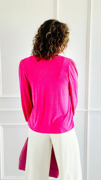 Velvet Ease Long Sleeve Top -Neon Pink-110 Long Sleeve Tops-sew in love-Coastal Bloom Boutique, find the trendiest versions of the popular styles and looks Located in Indialantic, FL