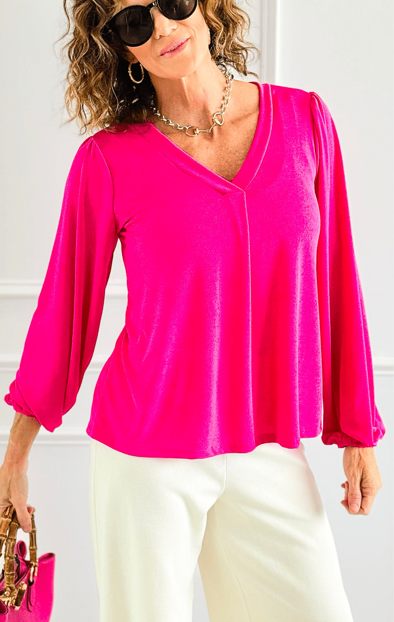 Velvet Ease Long Sleeve Top -Neon Pink-110 Long Sleeve Tops-sew in love-Coastal Bloom Boutique, find the trendiest versions of the popular styles and looks Located in Indialantic, FL