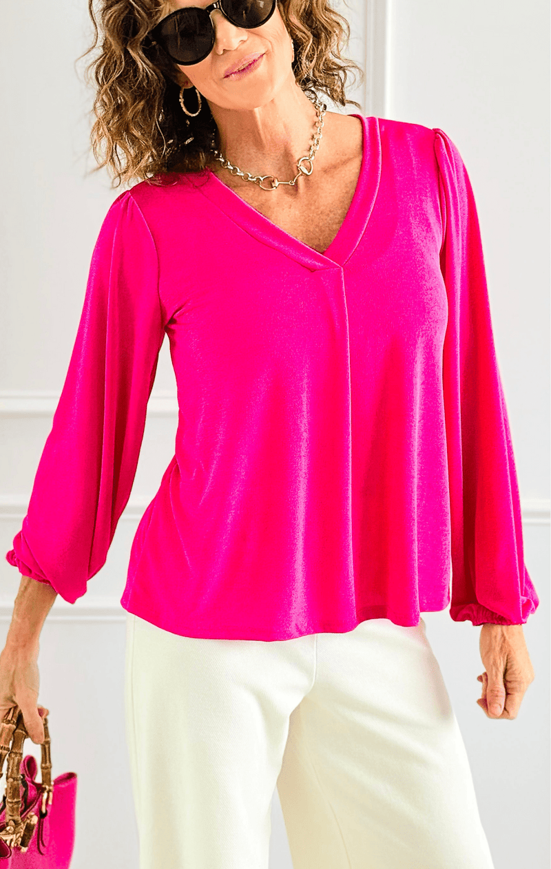 Velvet Ease Long Sleeve Top -Neon Pink-110 Long Sleeve Tops-sew in love-Coastal Bloom Boutique, find the trendiest versions of the popular styles and looks Located in Indialantic, FL