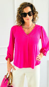 Velvet Ease Long Sleeve Top -Neon Pink-110 Long Sleeve Tops-sew in love-Coastal Bloom Boutique, find the trendiest versions of the popular styles and looks Located in Indialantic, FL