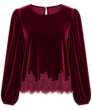 Velvet Lace Top - Wine