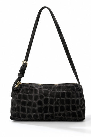 Velvet Mood Italian Suede Bag- Black