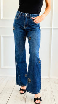 Velvet Roses Denim Pants-100 Pants-SASU UNICORN-Coastal Bloom Boutique, find the trendiest versions of the popular styles and looks Located in Indialantic, FL