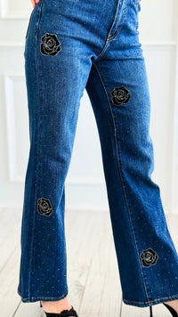 Velvet Roses Denim Pants-100 Pants-SASU UNICORN-Coastal Bloom Boutique, find the trendiest versions of the popular styles and looks Located in Indialantic, FL