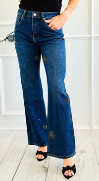 Velvet Roses Denim Pants-100 Pants-SASU UNICORN-Coastal Bloom Boutique, find the trendiest versions of the popular styles and looks Located in Indialantic, FL