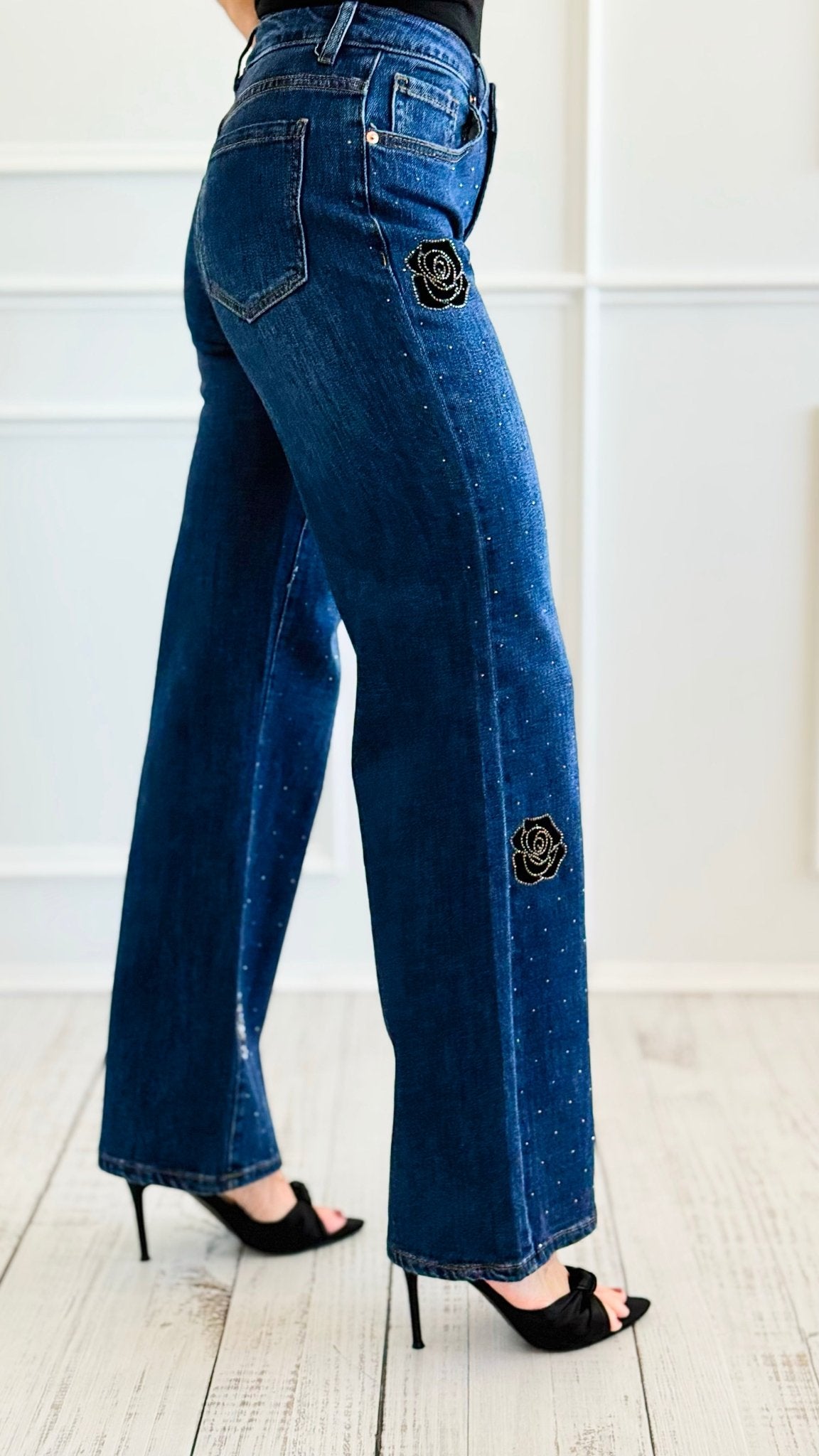 Velvet Roses Denim Pants-100 Pants-SASU UNICORN-Coastal Bloom Boutique, find the trendiest versions of the popular styles and looks Located in Indialantic, FL