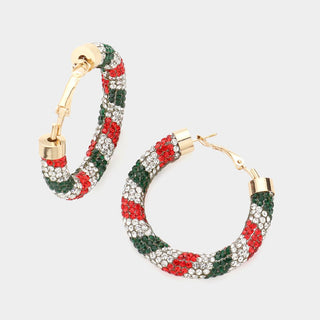 Velvet Twilight Crystal Hoops - Emerald & Ruby-230 Jewelry-NYW-Coastal Bloom Boutique, find the trendiest versions of the popular styles and looks Located in Indialantic, FL