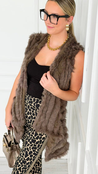 Velvet Whisper Belted Vest - Tan