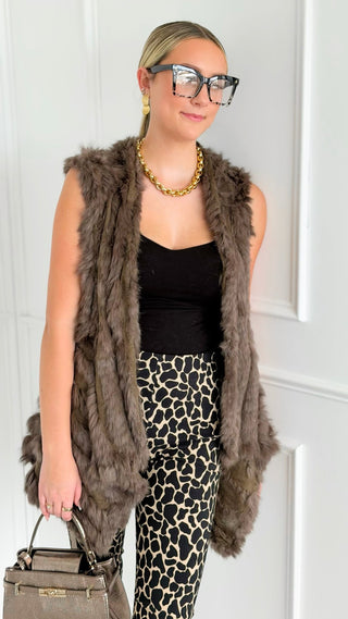 Velvet Whisper Belted Vest - Tan