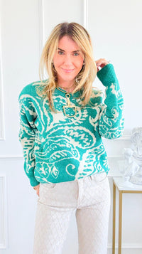 Verdant Bloom Sweater-140 Sweaters-Rousseau-Coastal Bloom Boutique, find the trendiest versions of the popular styles and looks Located in Indialantic, FL