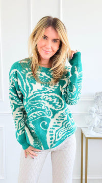 Verdant Bloom Sweater-140 Sweaters-Rousseau-Coastal Bloom Boutique, find the trendiest versions of the popular styles and looks Located in Indialantic, FL