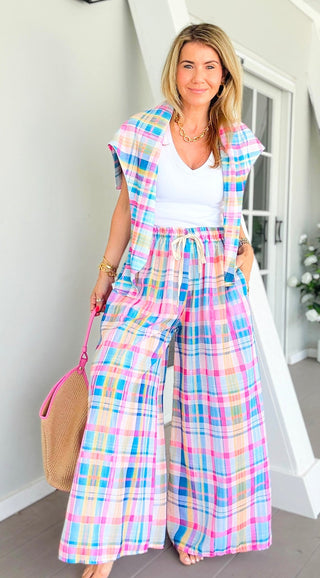 Vibrant Plaid Ibiza Italian Pants