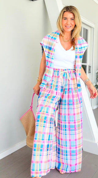 Vibrant Plaid Ibiza Italian Pants