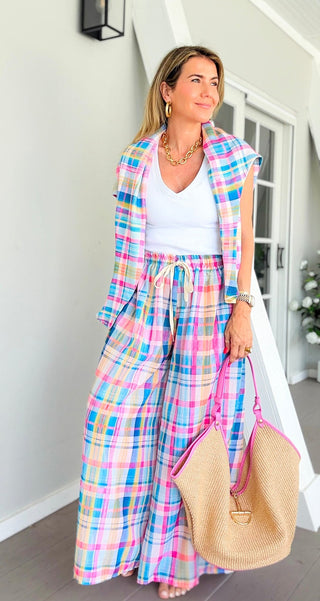 Vibrant Plaid Ibiza Italian Pants