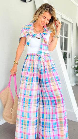Vibrant Plaid Ibiza Italian Pants