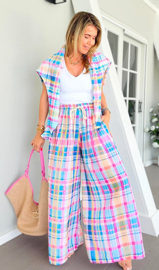 Vibrant Plaid Ibiza Italian Pants