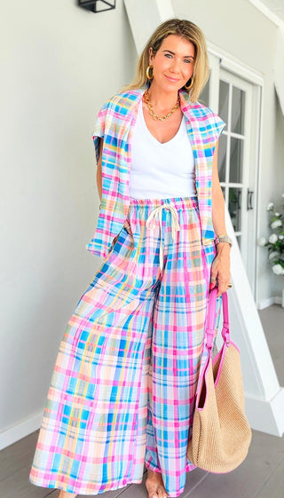 Vibrant Plaid Ibiza Italian Pants