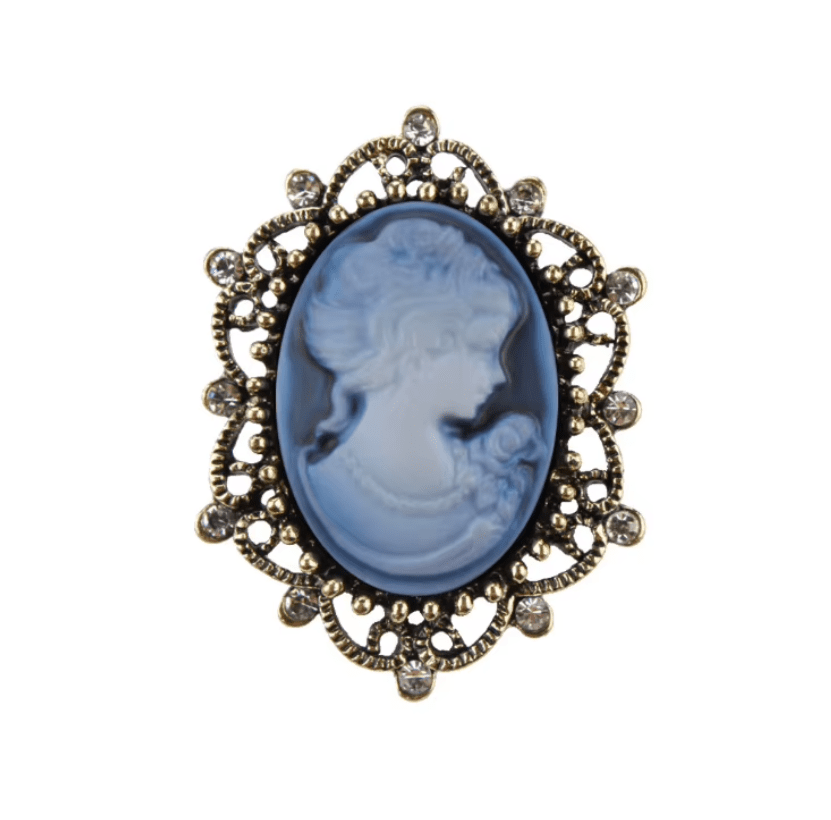 Victorian Cameo Statement Brooch - Blue