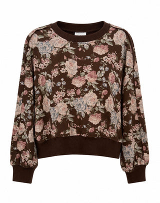 Vintage Floral Oversized Sweatshirt - Vintage Mocha