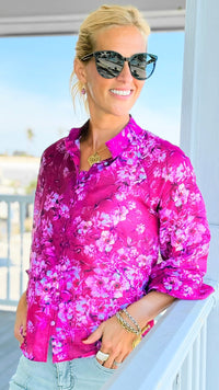 Violet Petals High Neck Top-130 Long Sleeve Tops-Umgee-Coastal Bloom Boutique, find the trendiest versions of the popular styles and looks Located in Indialantic, FL