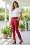 Signature Mid-Rise Ponte Pants - Wine Red-170 Bottoms-YELETE-Coastal Bloom Boutique, find the trendiest versions of the popular styles and looks Located in Indialantic, FL