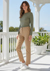 Signature Mid-Rise Ponte Pants - Khaki-170 Bottoms-YELETE-Coastal Bloom Boutique, find the trendiest versions of the popular styles and looks Located in Indialantic, FL