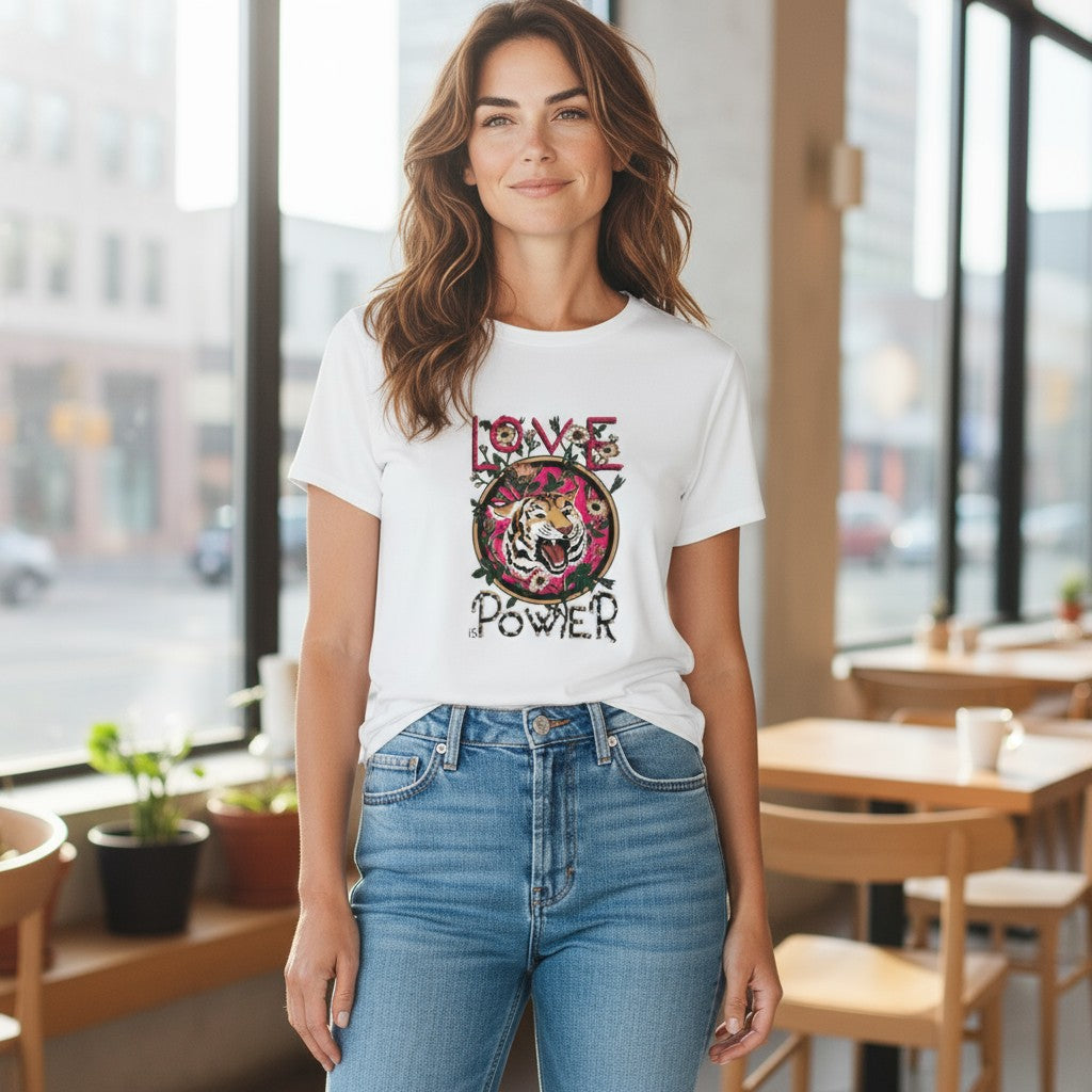 Love & Power Tee - White-110 short Sleeve Top-Weilco-Coastal Bloom Boutique, find the trendiest versions of the popular styles and looks Located in Indialantic, FL