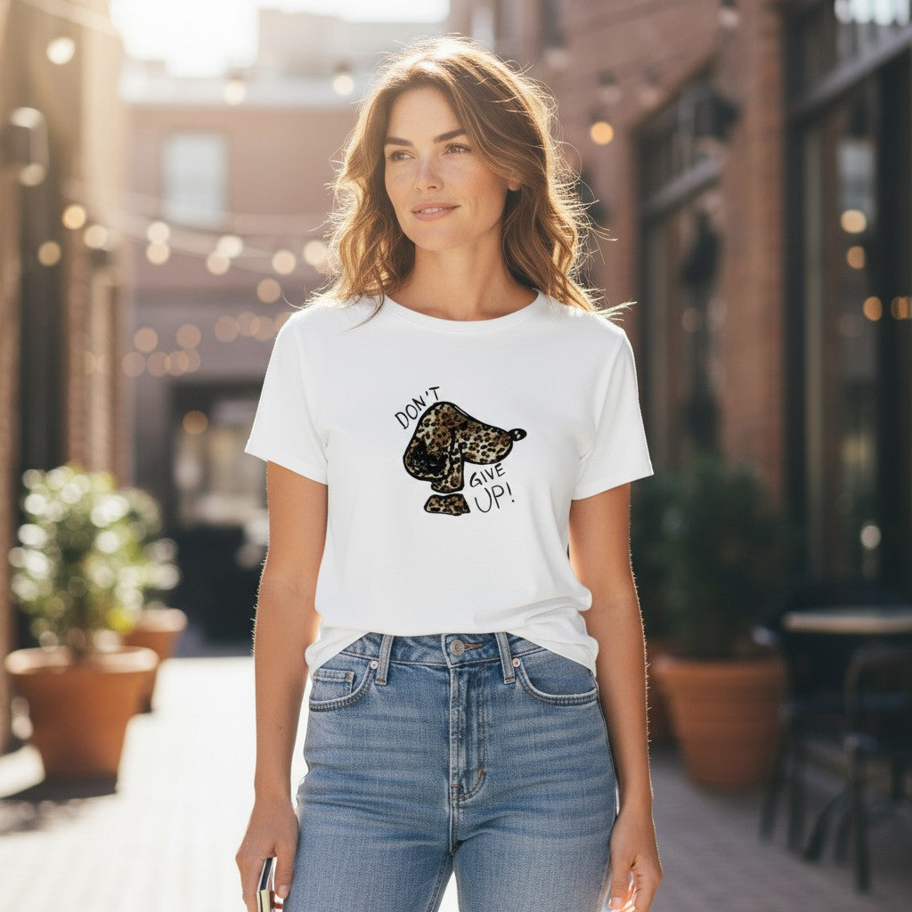 "Don't Give Up" Casual Italian Tee-110 short Sleeve Top-Mitica & Co-Coastal Bloom Boutique, find the trendiest versions of the popular styles and looks Located in Indialantic, FL