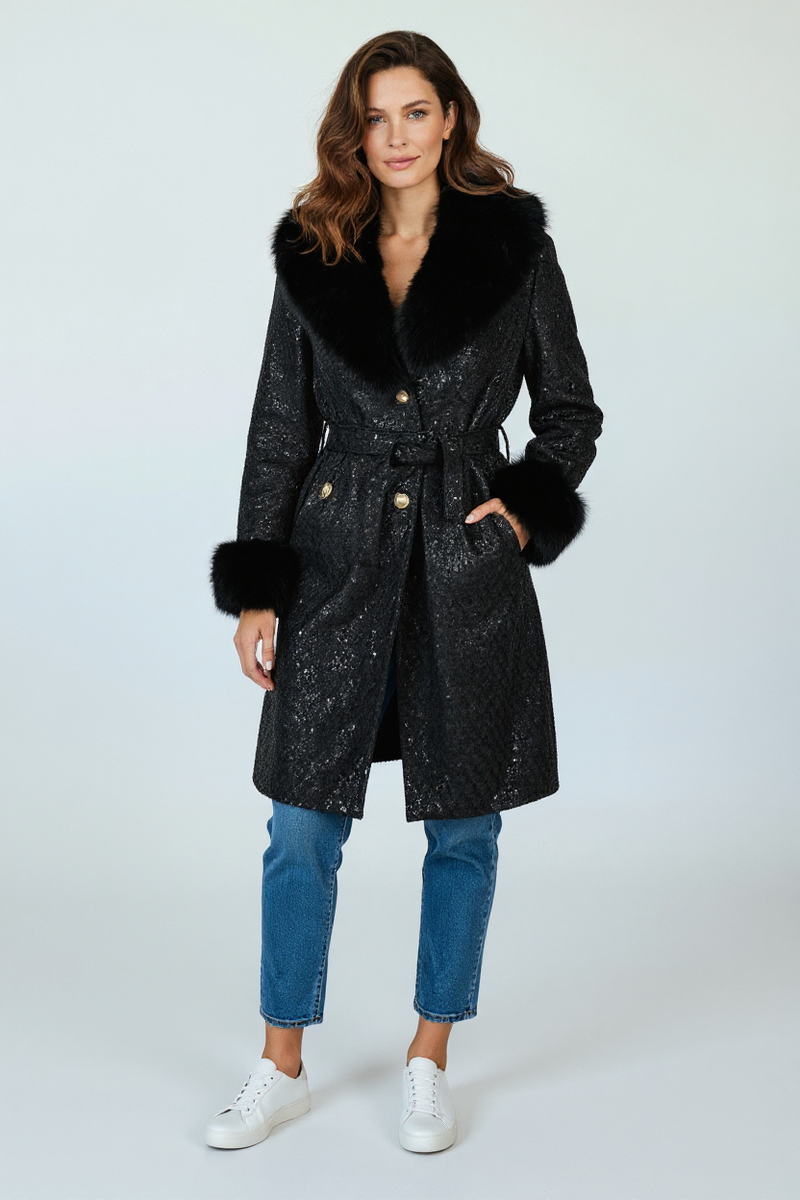 Glamour in Bloom Coat - Black-160 Jackets-Rousseau-Coastal Bloom Boutique, find the trendiest versions of the popular styles and looks Located in Indialantic, FL