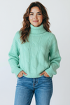 Seabreeze Cropped Turtleneck Knit Sweater-140 Sweaters-Rousseau-Coastal Bloom Boutique, find the trendiest versions of the popular styles and looks Located in Indialantic, FL