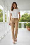 Signature Mid-Rise Ponte Pants - Khaki-170 Bottoms-YELETE-Coastal Bloom Boutique, find the trendiest versions of the popular styles and looks Located in Indialantic, FL