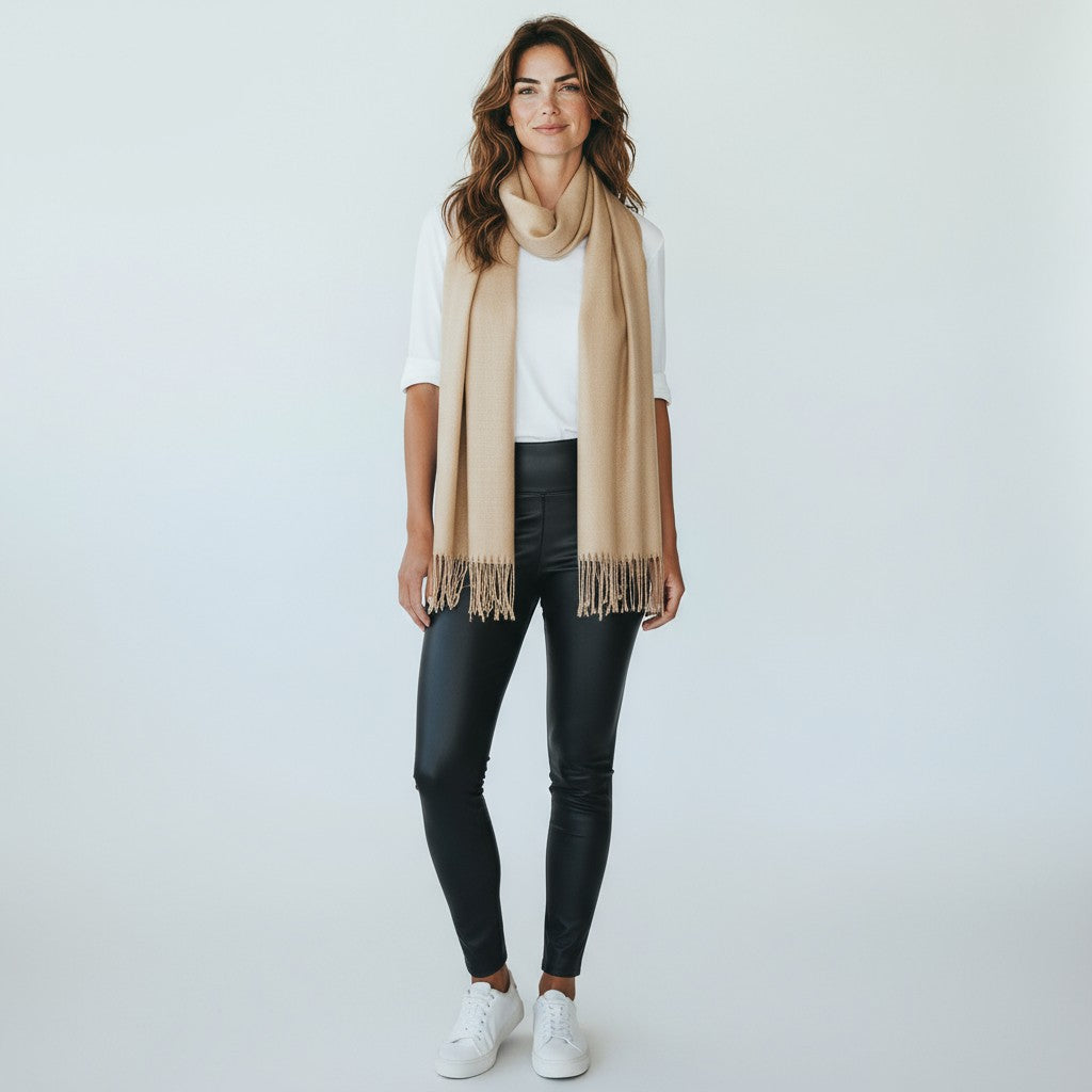 Fringe Pashmina Scarf - Taupe-260 Other Accessories-NYW-Coastal Bloom Boutique, find the trendiest versions of the popular styles and looks Located in Indialantic, FL