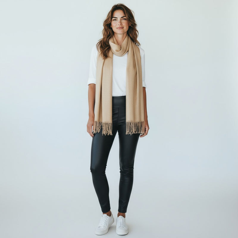 Fringe Pashmina Scarf - Taupe-260 Other Accessories-NYW-Coastal Bloom Boutique, find the trendiest versions of the popular styles and looks Located in Indialantic, FL