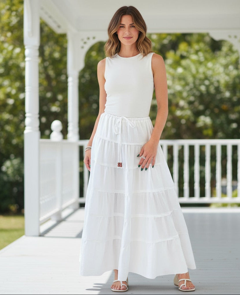 Bohemian Breeze Drawstring Skirt-170 Bottoms/Shorts-White Birch-Coastal Bloom Boutique, find the trendiest versions of the popular styles and looks Located in Indialantic, FL