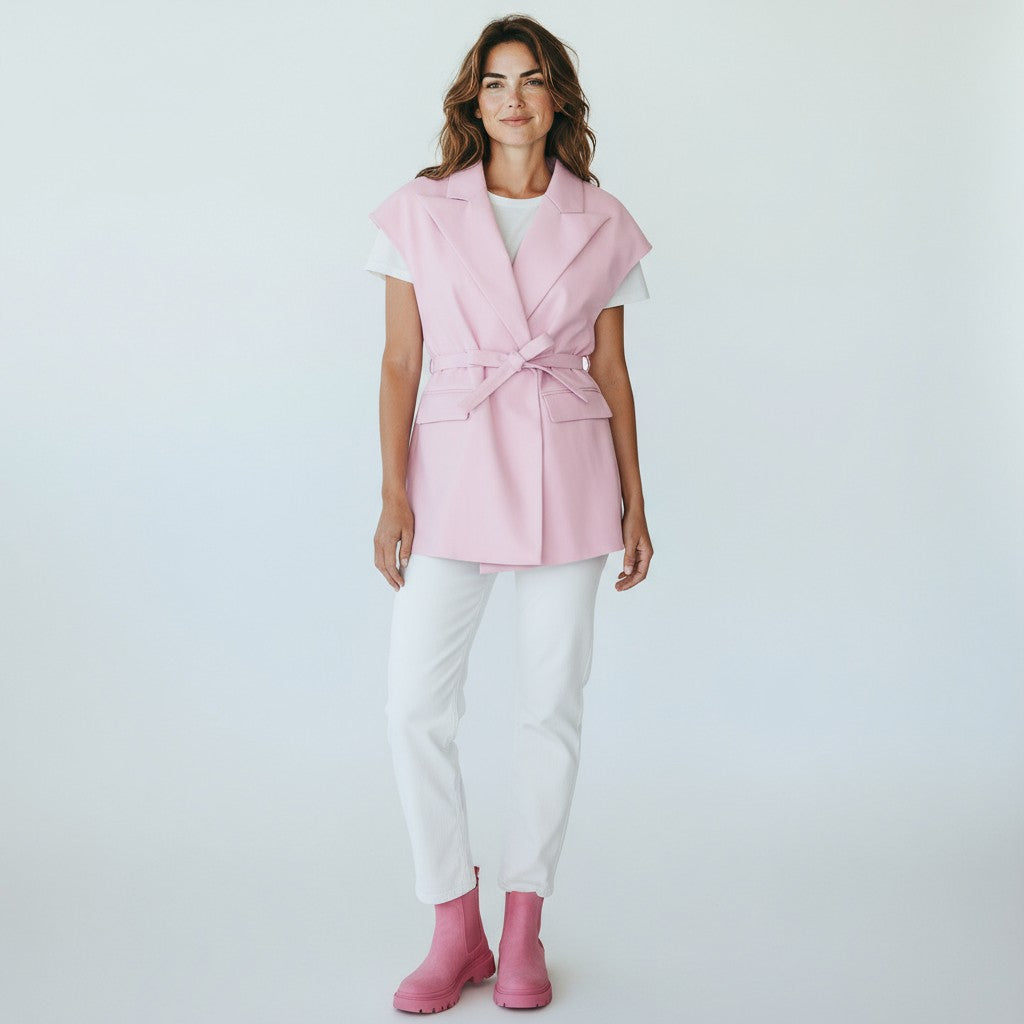 Run the City Vegan Leather Vest - Pink-160 Jackets-ROUSSEAU-Coastal Bloom Boutique, find the trendiest versions of the popular styles and looks Located in Indialantic, FL